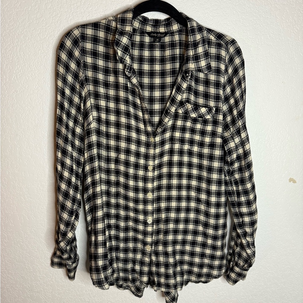 Lucky Brand Black and White Checkered Shirt